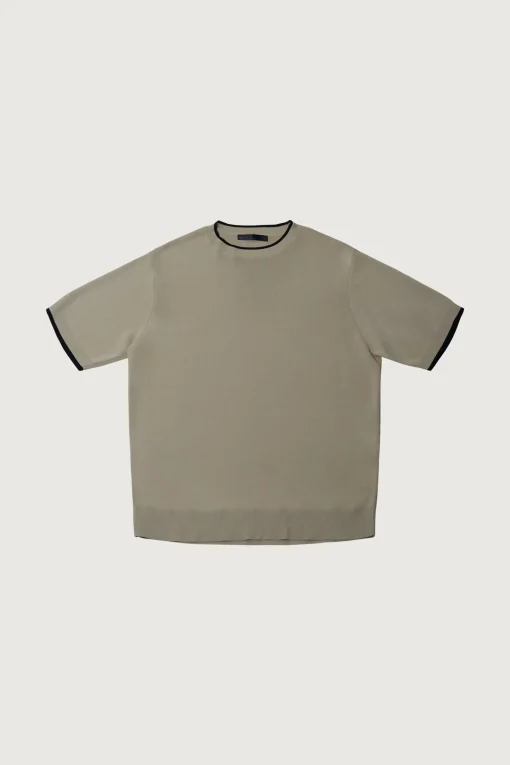 CONTRAST TRIM SHORT SLEEVE SWEATER