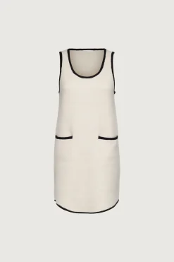 CONTRAST TRIM SLEEVELESS KNIT MINI DRESS