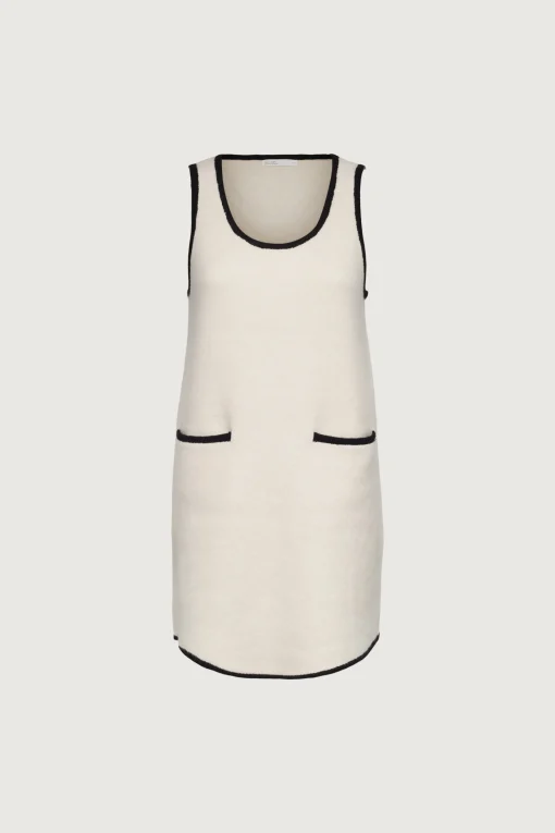 CONTRAST TRIM SLEEVELESS KNIT MINI DRESS