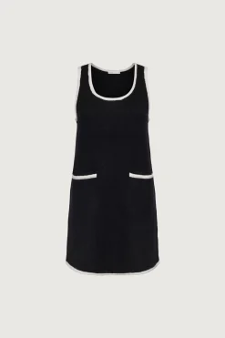 CONTRAST TRIM SLEEVELESS KNIT MINI DRESS