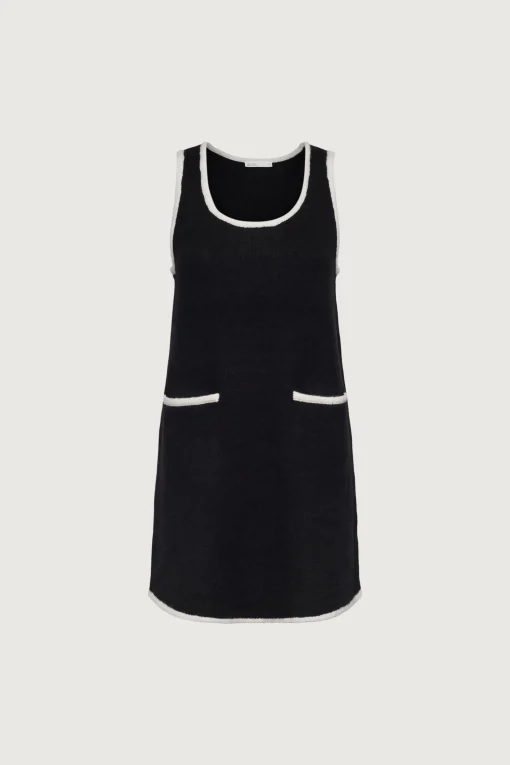 CONTRAST TRIM SLEEVELESS KNIT MINI DRESS