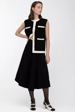 CONTRAST TRIM VEST CARDIGAN