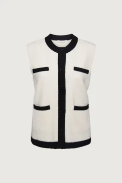 CONTRAST TRIM VEST CARDIGAN