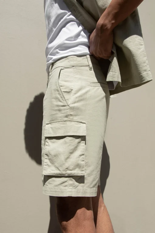COTTON LINEN CARGO SHORT