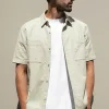 COTTON LINEN CARGO SHORT SLEEVE SHIRT