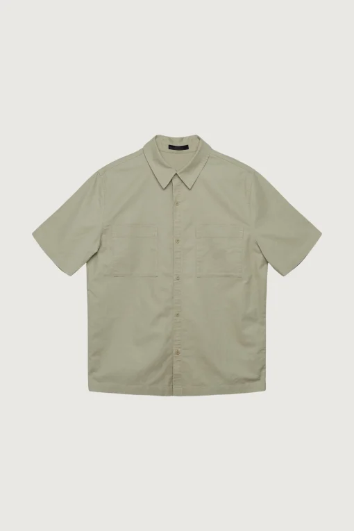COTTON LINEN CARGO SHORT SLEEVE SHIRT
