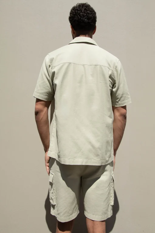 COTTON LINEN CARGO SHORT SLEEVE SHIRT