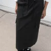 COTTON NYLON MIDI CARGO SKIRT