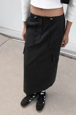 COTTON NYLON MIDI CARGO SKIRT