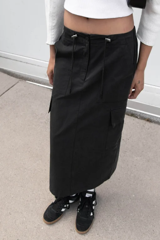 COTTON NYLON MIDI CARGO SKIRT