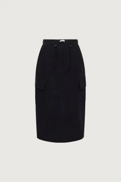 COTTON NYLON MIDI CARGO SKIRT