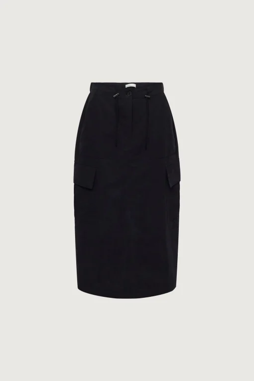COTTON NYLON MIDI CARGO SKIRT