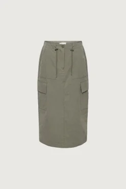 COTTON NYLON MIDI CARGO SKIRT