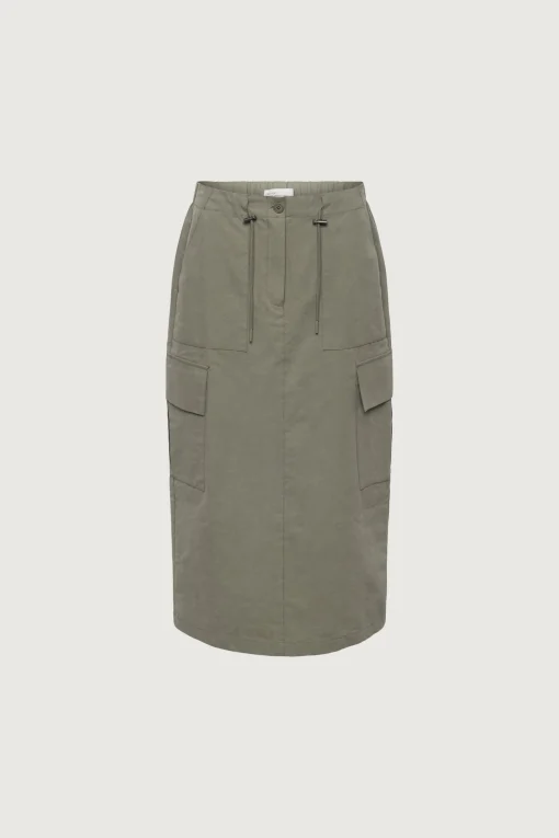COTTON NYLON MIDI CARGO SKIRT