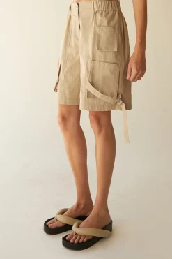 COTTON NYLON TWILL CARGO SHORT