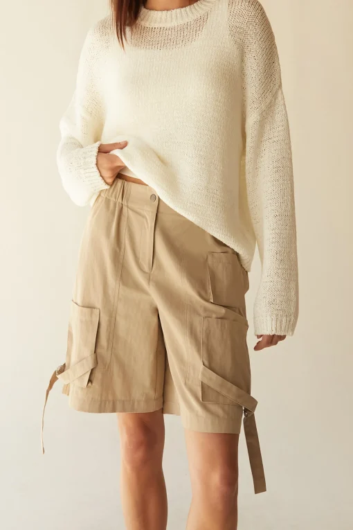 COTTON NYLON TWILL CARGO SHORT