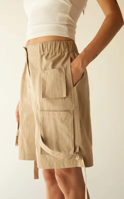 COTTON NYLON TWILL CARGO SHORT