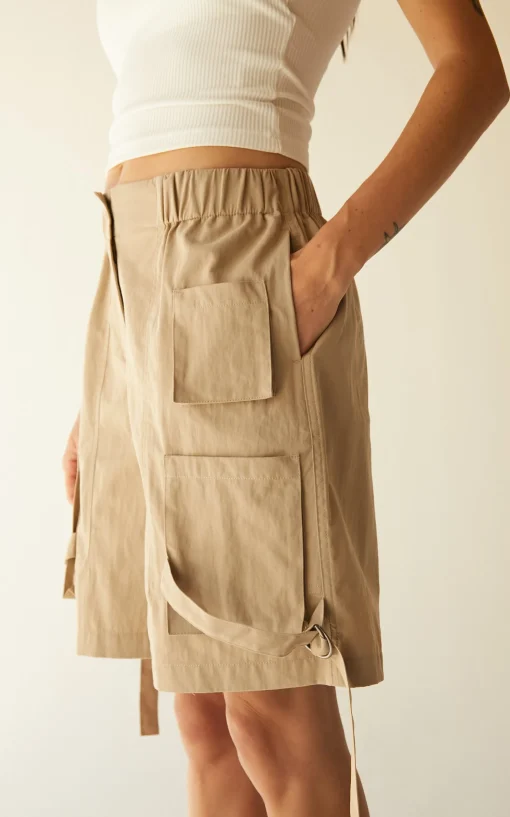 COTTON NYLON TWILL CARGO SHORT