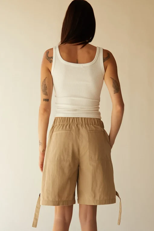 COTTON NYLON TWILL CARGO SHORT