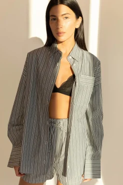COTTON POPLIN STRIPED SHIRT