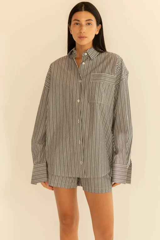 COTTON POPLIN STRIPED SHIRT