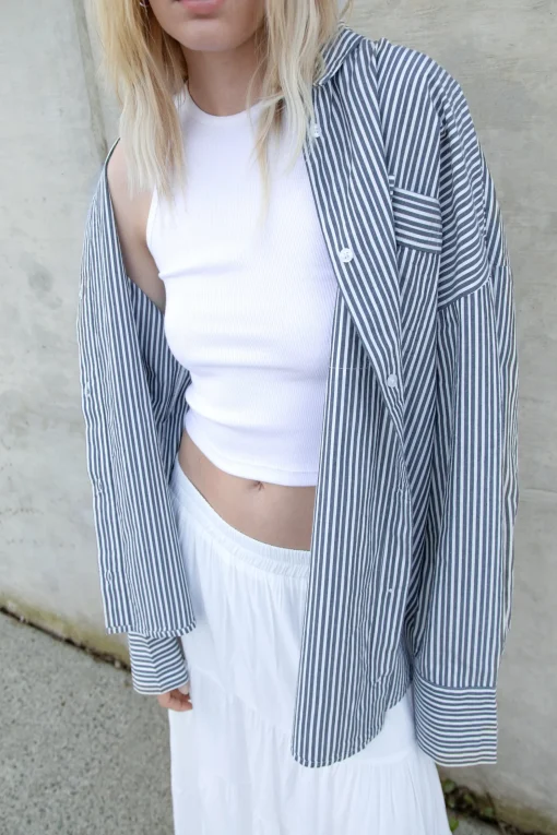 COTTON POPLIN STRIPED SHIRT