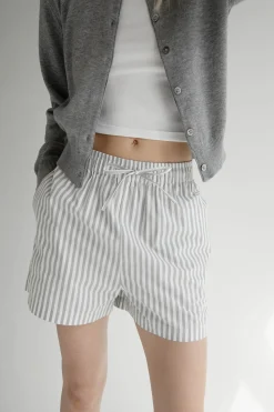 COTTON POPLIN STRIPED SHORT