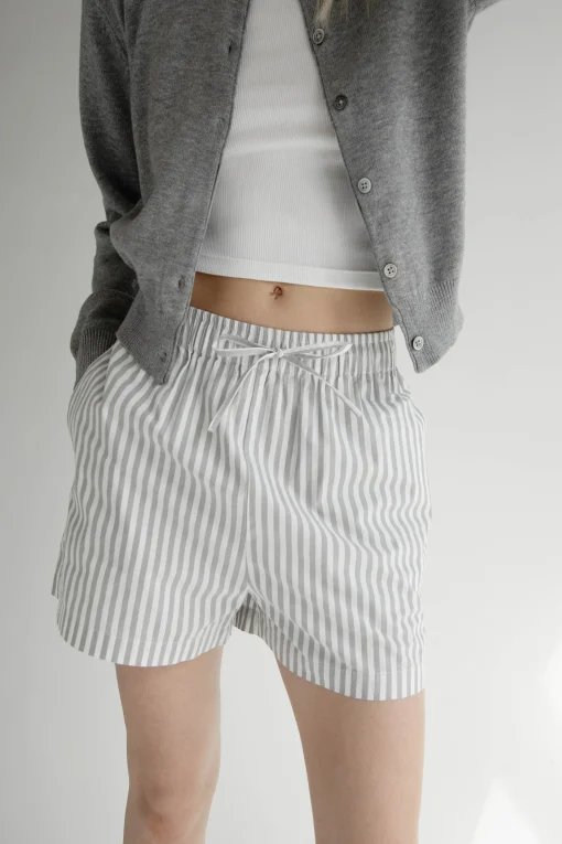 COTTON POPLIN STRIPED SHORT