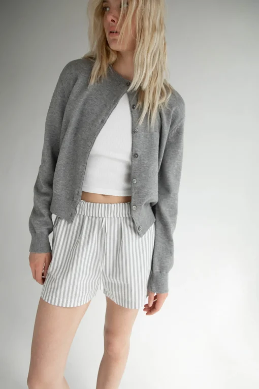 COTTON POPLIN STRIPED SHORT