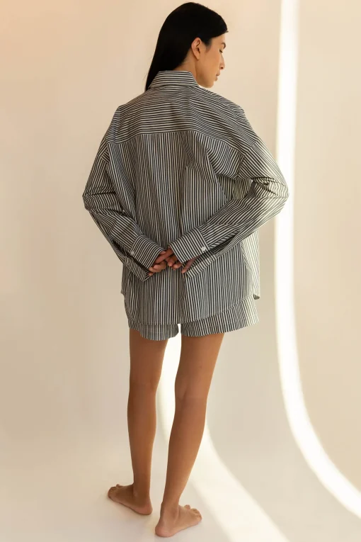 COTTON POPLIN STRIPED SHORT