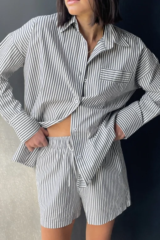 COTTON POPLIN STRIPED SHORT