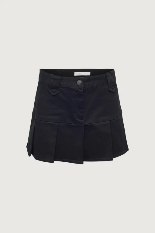 COTTON TWILL PLEATED MINI SKIRT
