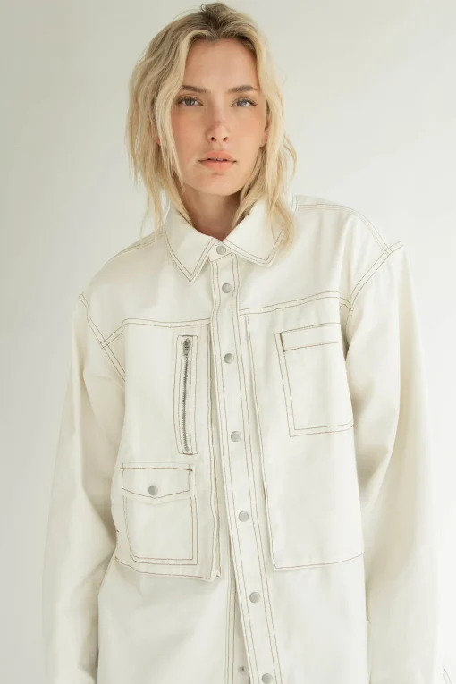 COTTON-TWILL BUTTON UP SHIRT