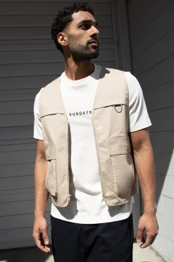 COTTON-TWILL CARGO UTILITY VEST