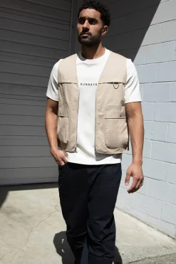 COTTON-TWILL CARGO UTILITY VEST