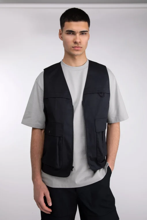 COTTON-TWILL CARGO UTILITY VEST