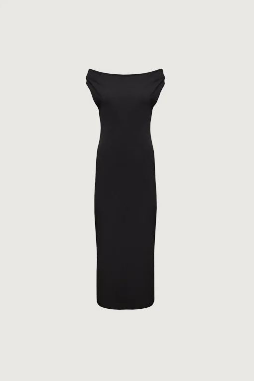 COWL NECKLINE OFF SHOULDER MIDI DRESS