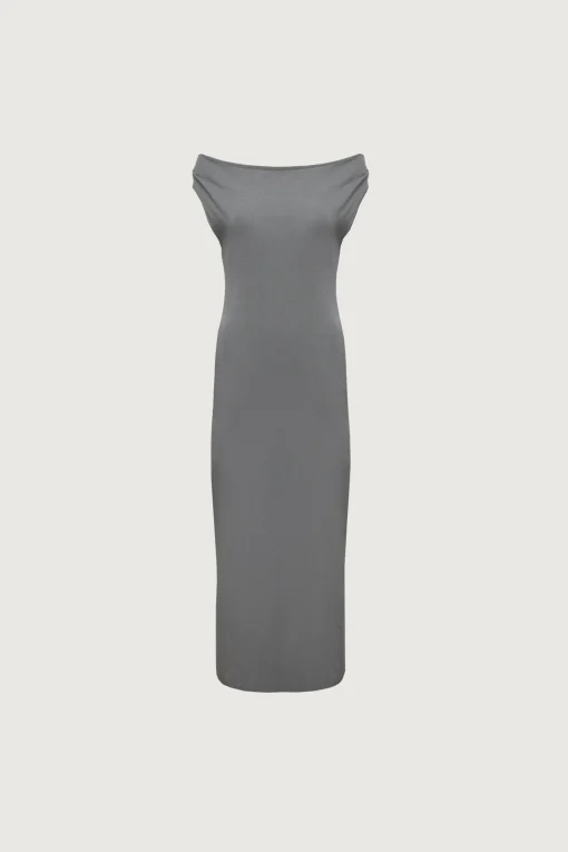 COWL NECKLINE OFF SHOULDER MIDI DRESS