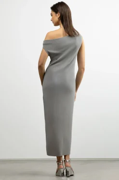 COWL NECKLINE OFF SHOULDER MIDI DRESS