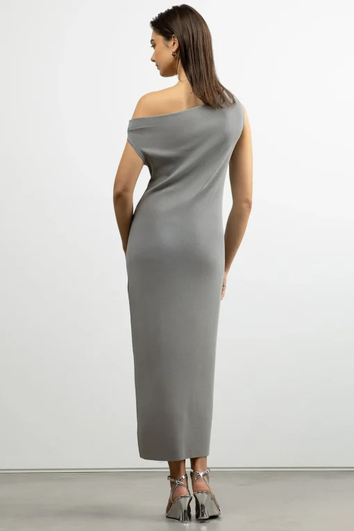 COWL NECKLINE OFF SHOULDER MIDI DRESS
