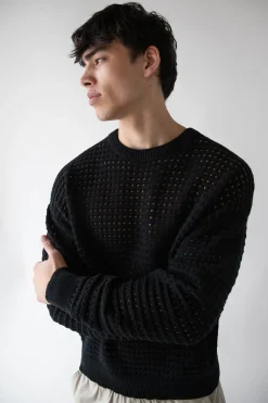CREWNECK OPEN KNIT SWEATER