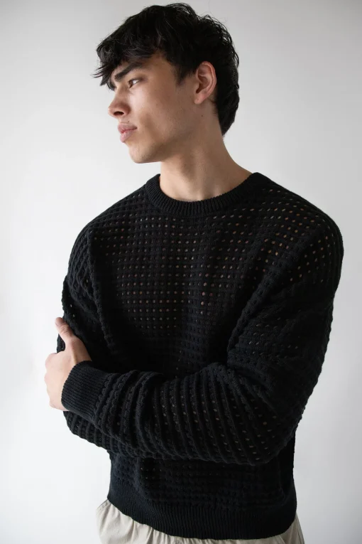 CREWNECK OPEN KNIT SWEATER
