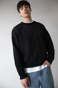 CREWNECK OPEN KNIT SWEATER