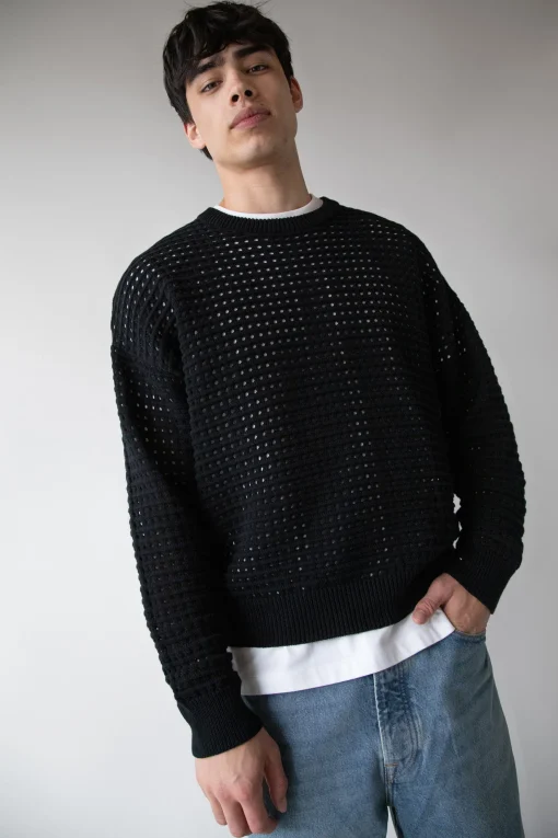 CREWNECK OPEN KNIT SWEATER