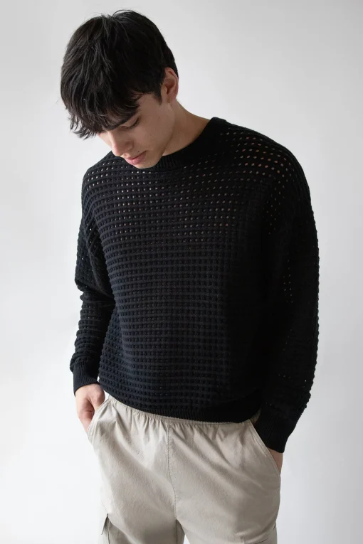 CREWNECK OPEN KNIT SWEATER