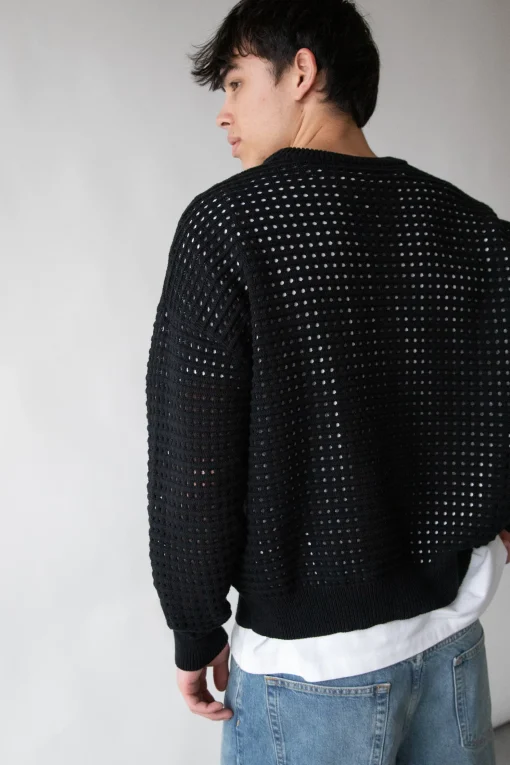 CREWNECK OPEN KNIT SWEATER