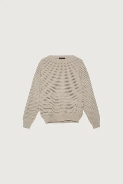CREWNECK OPEN KNIT SWEATER