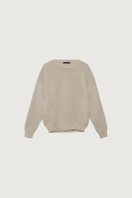 CREWNECK OPEN KNIT SWEATER