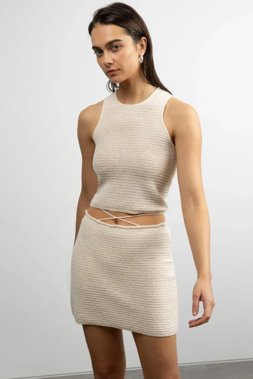 CROCHET KNIT SKIRT WITH WRAP BELT