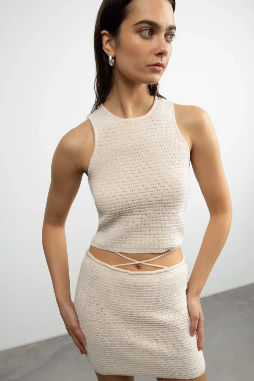 CROCHET KNIT SKIRT WITH WRAP BELT